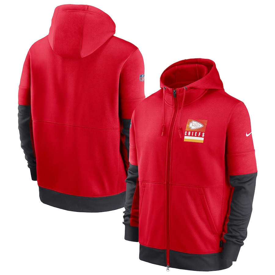 Kansas City Chiefs Nike Red Sideline Impact Lockup Performance Full-Zip Hoodie