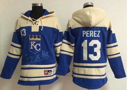 Kansas City Royals #13 Salvador Perez Light Blue Sawyer Hooded Sweatshirt MLB Hoodie