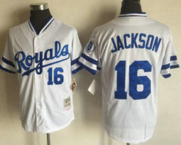 Kansas City Royals #16 Bo Jackson White Throwback Authentic Stitched MLB Jersey