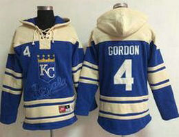 Kansas City Royals #4 Alex Gordon Light Blue Sawyer Hooded Sweatshirt MLB Hoodie
