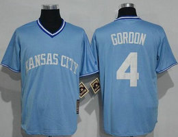Kansas City Royals #4 Alex Gordon Light Blue Throwback Pullover Stitched MLB Jersey