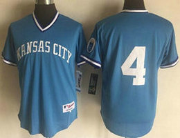 Kansas City Royals #4 Alex Gordon Light Blue no name Pullover Throwback Stitched MLB Jersey