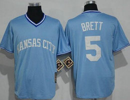 Kansas City Royals #5 George Brett Light Blue Throwback Pullover Stitched MLB Jersey
