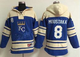 Kansas City Royals #8 Mike Moustakas Light Blue Sawyer Hooded Sweatshirt MLB Hoodie