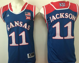 Kansas Jayhawks #11 Josh Jackson Royal White Basketball Authentic Stitched NCAA Jersey