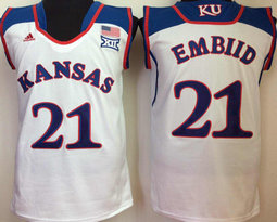 Kansas Jayhawks #21 Joel Embiid White College Basketball stitched Jersey