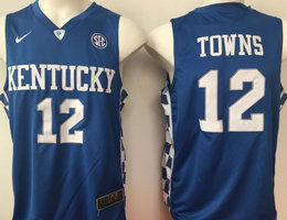 Kentucky Wildcats #12 Karl-Anthony Towns Blue Nike College Basketball jerseys
