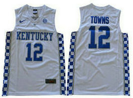 Kentucky Wildcats #12 Karl-Anthony Towns White College Basketball jersey