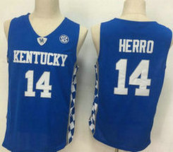 Kentucky Wildcats #14 Tyler Herro Blue College Basketball jersey