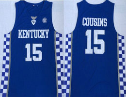 Kentucky Wildcats #15 DeMarcus Cousins Blue College Basketball jersey