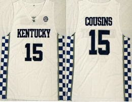 Kentucky Wildcats #15 DeMarcus Cousins White College Basketball jersey