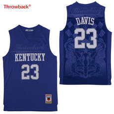 Kentucky Wildcats #23 Anthony Davis Blue Throwback Authentic Sitched Basketball jersey