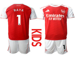 Kids 2025-26 Arsenal #1 RAYA home Soccer Club Jerseys