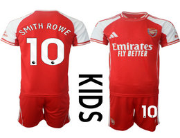 Kids 2025-26 Arsenal #10 SMITH ROWE With Red shorts home Soccer Club Jerseys