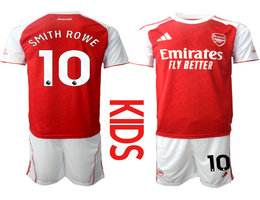 Kids 2025-26 Arsenal #10 SMITH ROWE home Soccer Club Jerseys