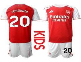 Kids 2025-26 Arsenal #20 JORGINHO home Soccer Club Jerseys