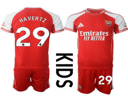 Kids 2025-26 Arsenal #29 HAVERTZ With Red shorts home Soccer Club Jerseys