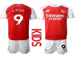 Kids 2025-26 Arsenal #9 G.JESUS home Soccer Club Jerseys