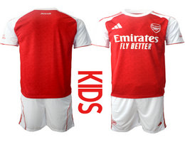 Kids 2025-26 Arsenal Blank home Soccer Club Jerseys