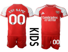 Kids 2025-26 Arsenal Custom Any Name With Red shorts home Soccer Club Jerseys
