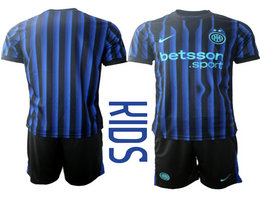 Kids 2025-26 Inter Milan Home Soccer Club Jersey