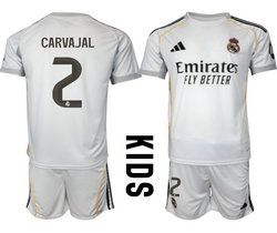 Kids 2025-26 Real Madrid #2 CARVAJAL home Soccer Club Jersey