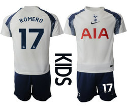 Kids 2025-26 Tottenham Hotspur #17 ROMERO Home Soccer Club Jersey