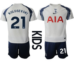 Kids 2025-26 Tottenham Hotspur #21 Kulusevski Home Soccer Club Jersey