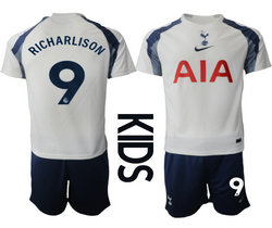 Kids 2025-26 Tottenham Hotspur #9 RICHARLISONi Home Soccer Club Jersey