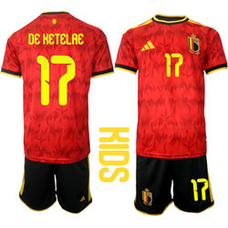 Kids Belgium #17 De Ketelae Home 2026 World Cup Soccer jersey