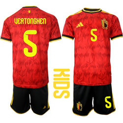 Kids Belgium #5 Vertonghen Home 2026 World Cup Soccer jersey