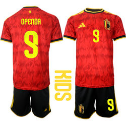 Kids Belgium #9 Openda Home 2026 World Cup Soccer jersey