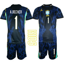 Kids Brazil #1 A.Becker Home Away 2026 World Cup Soccer jersey