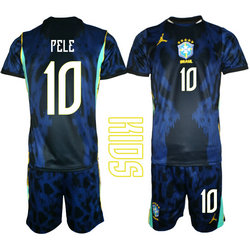 Kids Brazil #10 Pele Away 2026 World Cup Soccer jersey