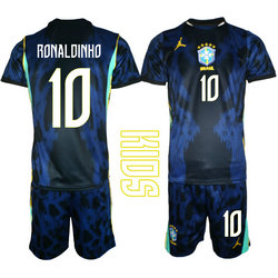 Kids Brazil #10 Ronaldinho Away 2026 World Cup Soccer jersey