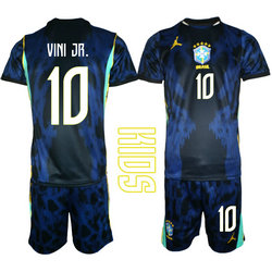 Kids Brazil #10 Vini Jr. Away 2026 World Cup Soccer jersey