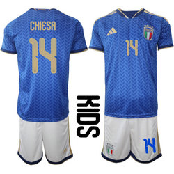 Kids Italy #14 Chiesa Home 2026 World Cup Soccer jersey