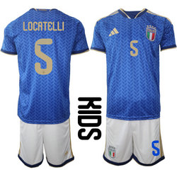 Kids Italy #5 Locatelli Home 2026 World Cup Soccer jersey