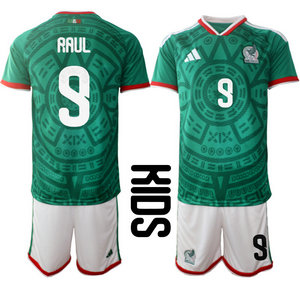 Kids Mexico #9 raul home 2026 World Cup Soccer jerseys