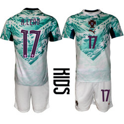 Kids Portugal #17 R.lead Away 2026 World Cup Soccer jerseys