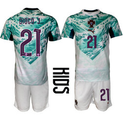 Kids Portugal #21 Diogo j. Away 2026 World Cup Soccer jersey