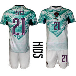 Kids Portugal #21 Neves Away 2026 World Cup Soccer jersey