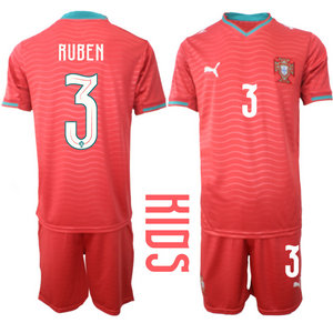 Kids Portugal #3 Ruben Home 2026 World Cup Soccer jersey