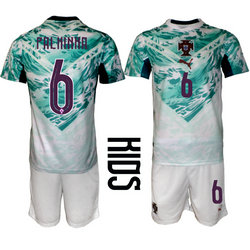 Kids Portugal #6 Palhinha Away 2026 World Cup Soccer jerseys