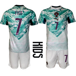 Kids Portugal #7 Figo Away 2026 World Cup Soccer jerseys