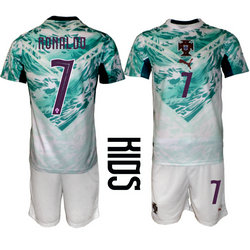 Kids Portugal #7 Ronaldo Away 2026 World Cup Soccer jerseys