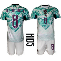 Kids Portugal #8 B.Fernandes Away 2026 World Cup Soccer jerseys