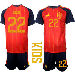 Kids Spain #22 Isco 2026 World Cup Soccer jersey