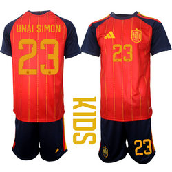 Kids Spain #23 Unai Simon 2026 World Cup Soccer jersey