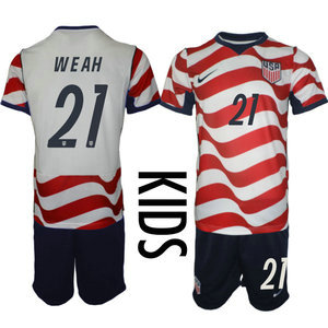 Kids United States #21 Weah Home 2026 World Cup Soccer jersey